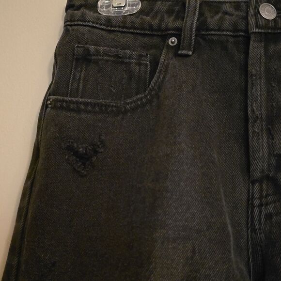 New Wild Fable Women's Size 2 Black High Waist Distressed Jean Shorts Button Fly - Picture 2 of 8